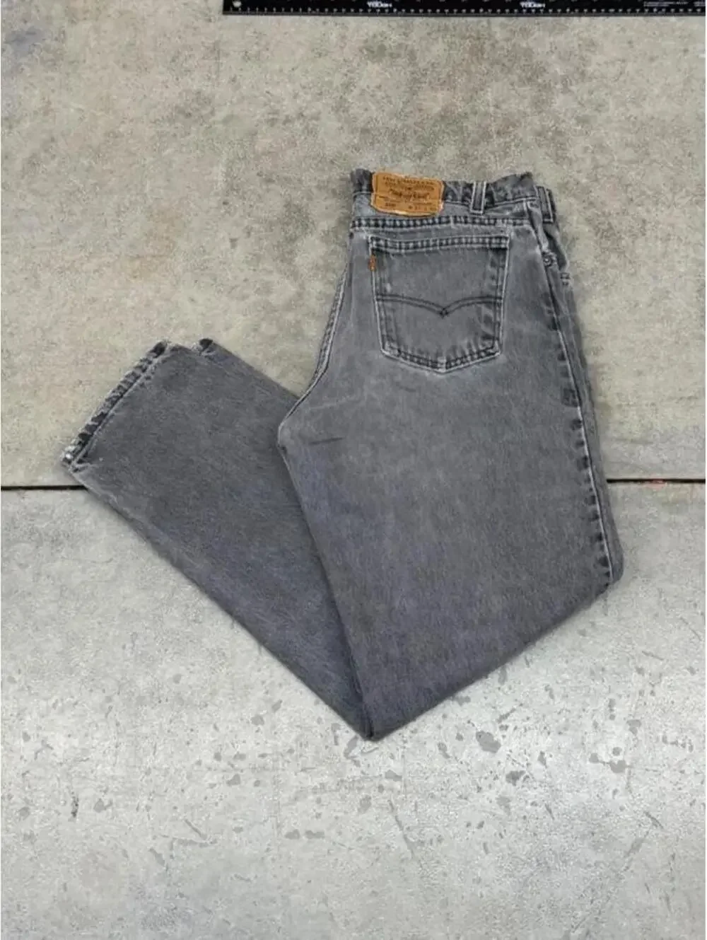 vintage levis 550 made in usa faded black orange tab relaxed fit jeans 33 x 30